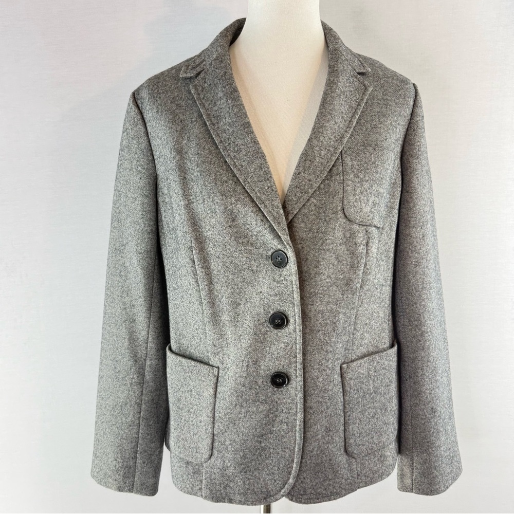 Talbots Marled Gray Wool Blend Casual Women's Blazer Jacket